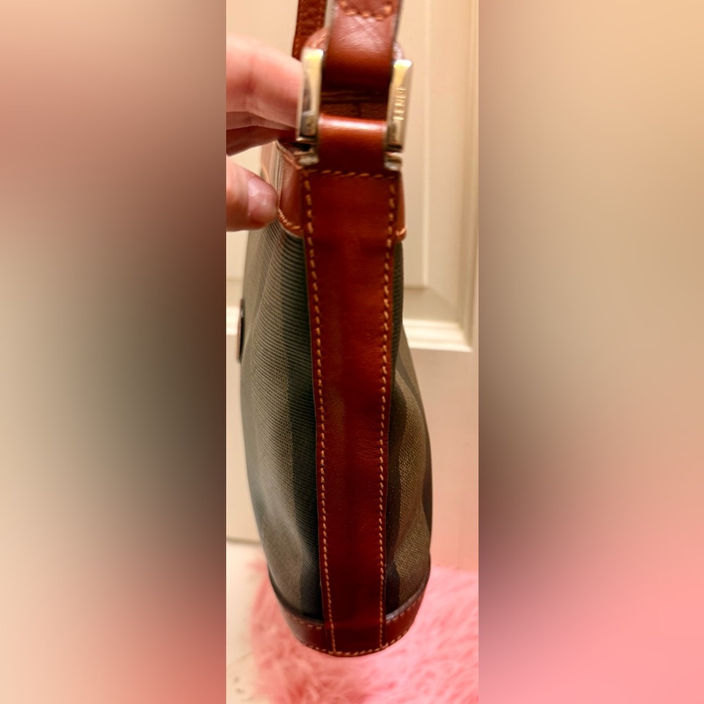 SOLD Vintage FENDI Pequin Coated Canvas Adjustable Strap Crossbody Striped Bag - Picture 14 of 16